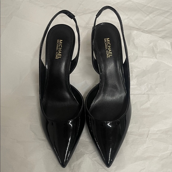 Michael Kors Shoes - Michael Kors Glossy Black Slingback Heels 3” .size 6 .New without box.R14